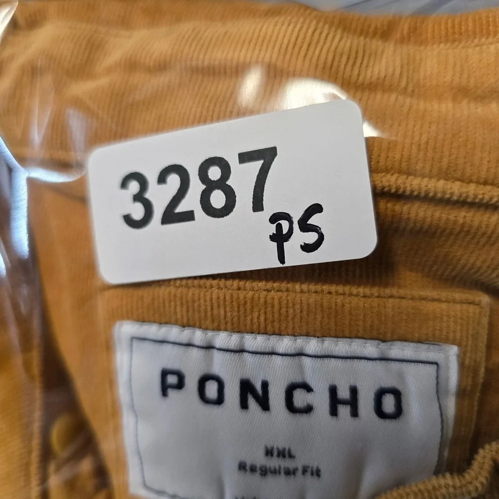 Poncho Corduroy Shirt Men XXL Camel Western Pearl Snap Regular Fit Long Sleeve - Picture 6 of 6